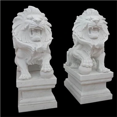 White Marble Lion Statue