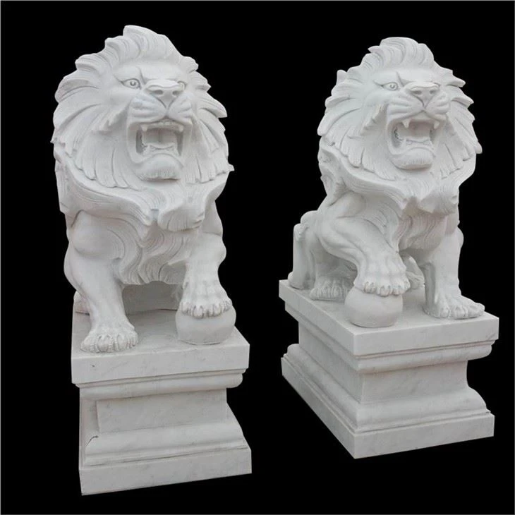White Marble Lion Statue