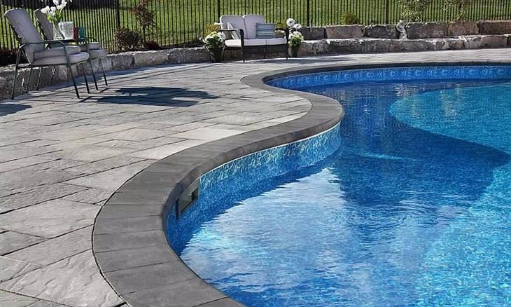 dark grey granite pool tiles