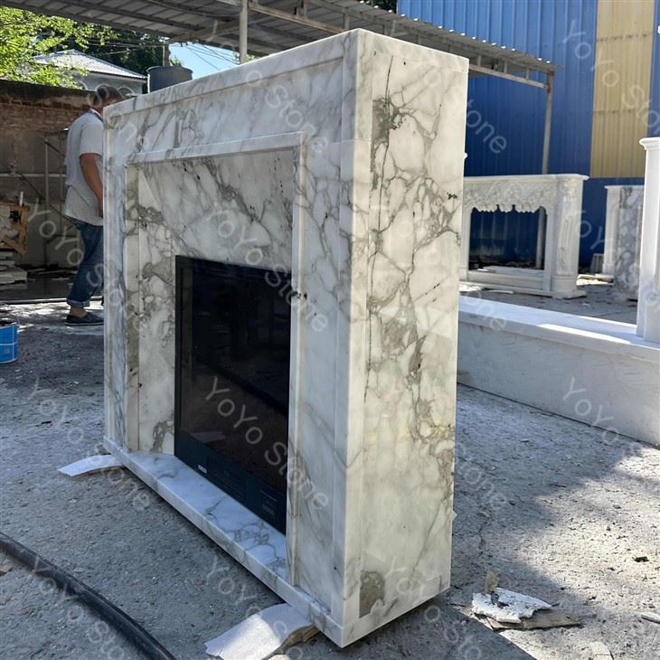 white marble fireplace