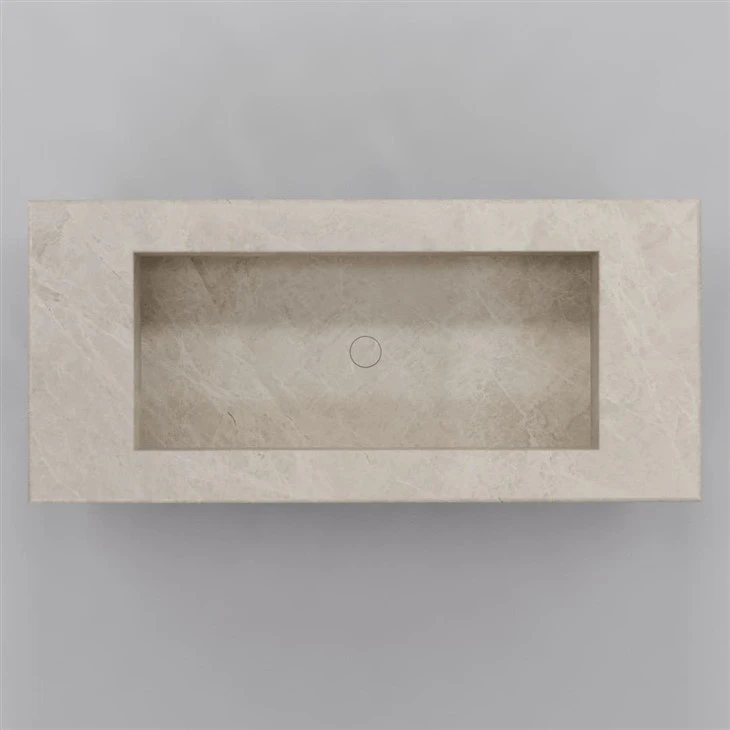 Grey Beige Marble Sink with Wood Body Top