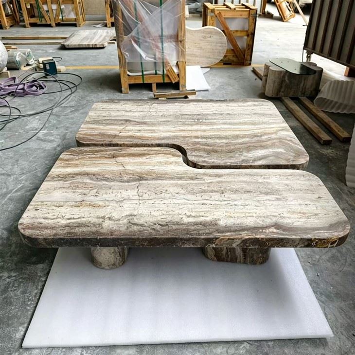 Silver Grey Travertine Coffee Table