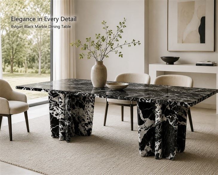 Marble And Black Dining Table
