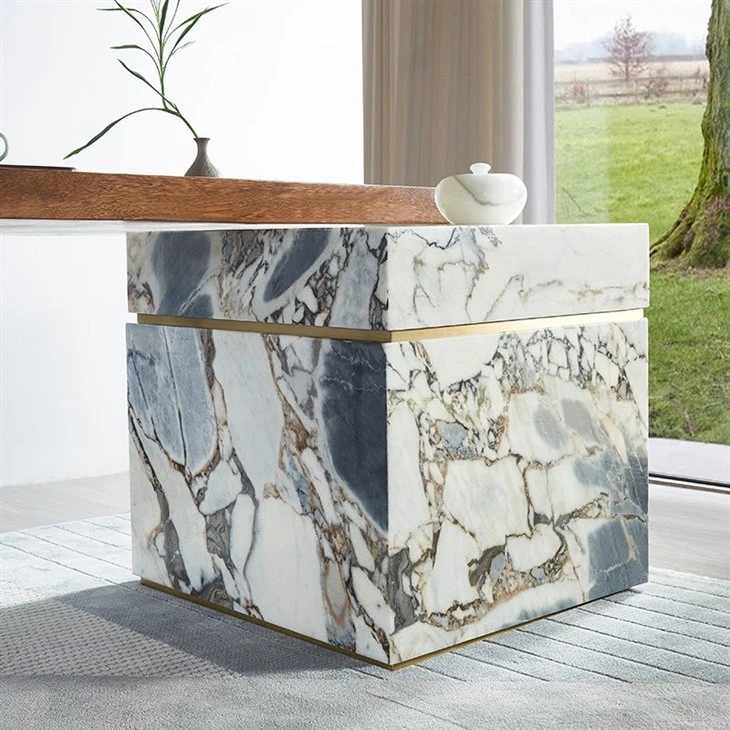 kitchen island with marble storage