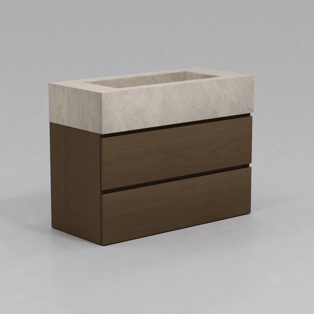 Grey Beige Marble Sink with Wood Body Grey Beige Marble Sink with Wood Body