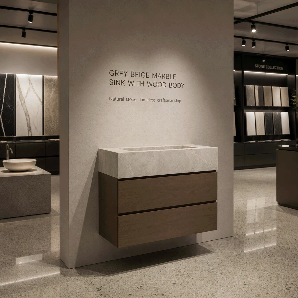 grey-beige-marble-sink-wood-body-distributor-showroom-stock grey-beige-marble-sink-wood-body-distributor-showroom-stock