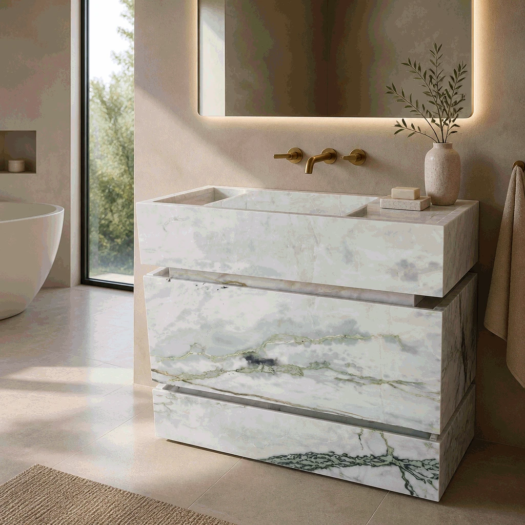 Lilac White Marble Bathroom Vanity Lilac White Marble Bathroom Vanity