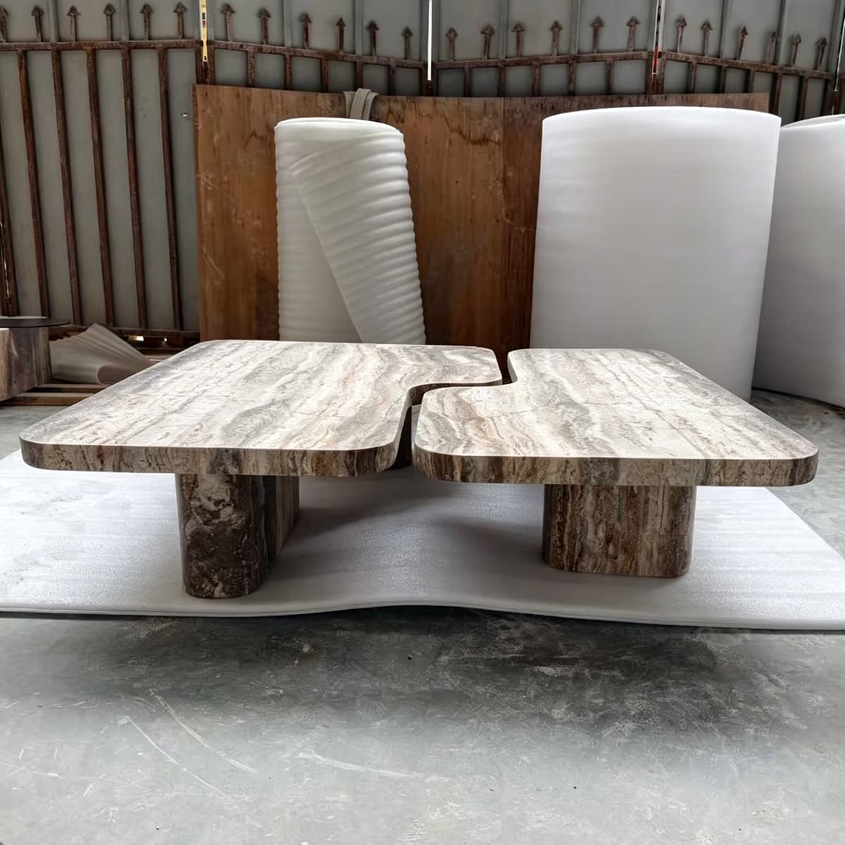 Silver Grey Travertine Coffee Table factory2 Silver Grey Travertine Coffee Table factory2