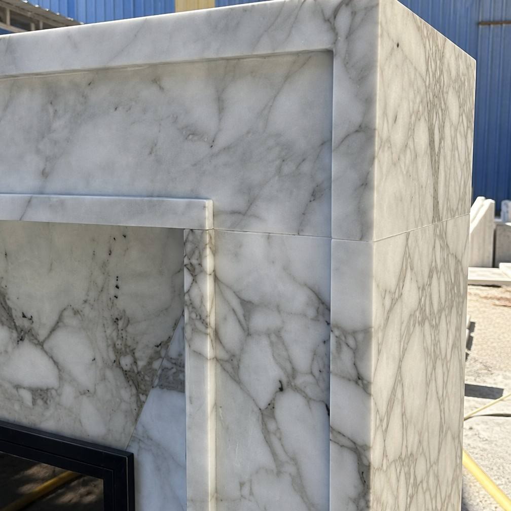 Modern White Marble Fireplace details Modern White Marble Fireplace details