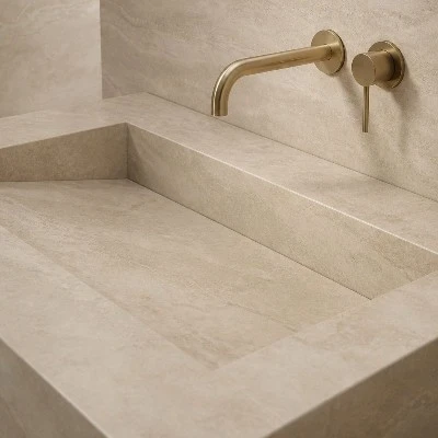 beige-travertine-floating-sink-drainage-faucet-craftsmanship-detail beige-travertine-floating-sink-drainage-faucet-craftsmanship-detail