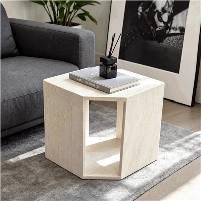 Beige Marble Side Table