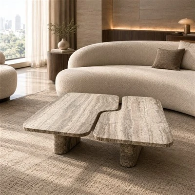 Grey Travertine Coffee Table