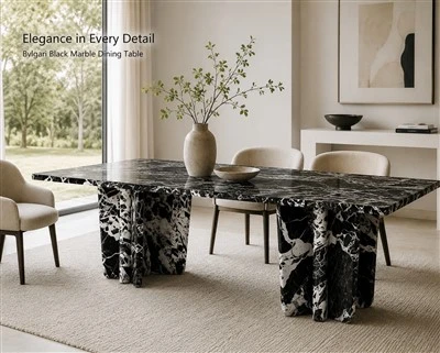 Marble And Black Dining Table