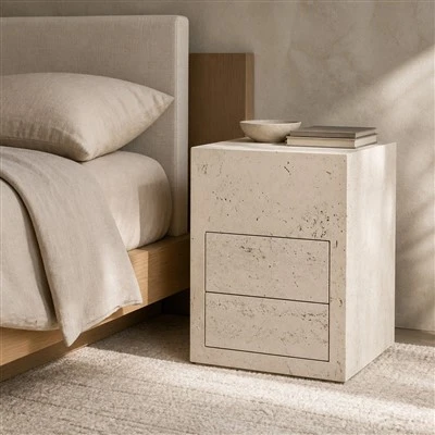 Travertine Bedside Table