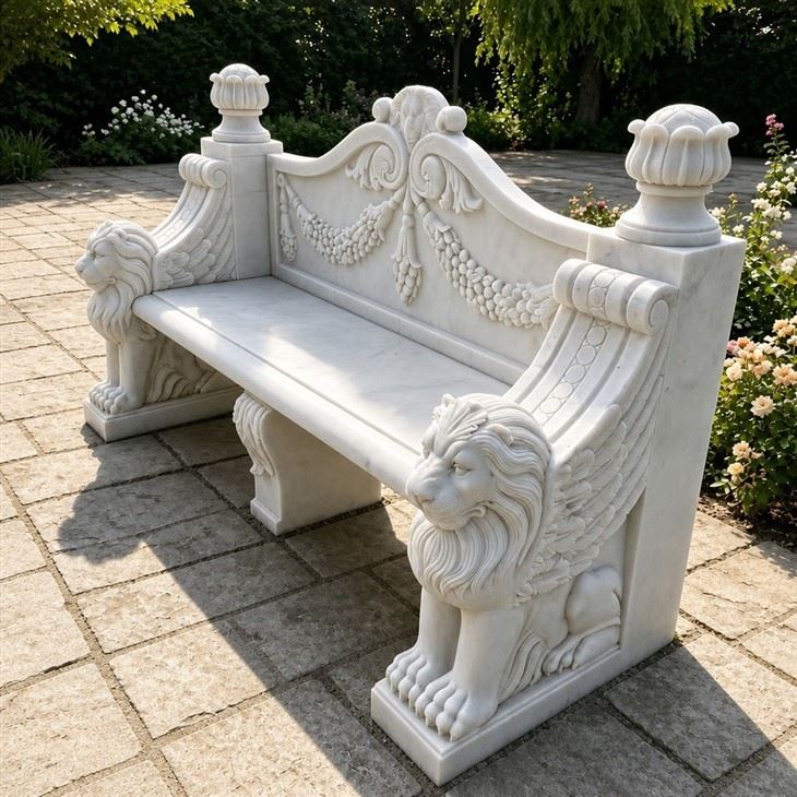 01_white-marble-winged-lion-bench-courtyard-clean