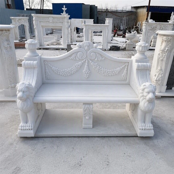 04_white-marble-winged-lion-bench-front-view-clean