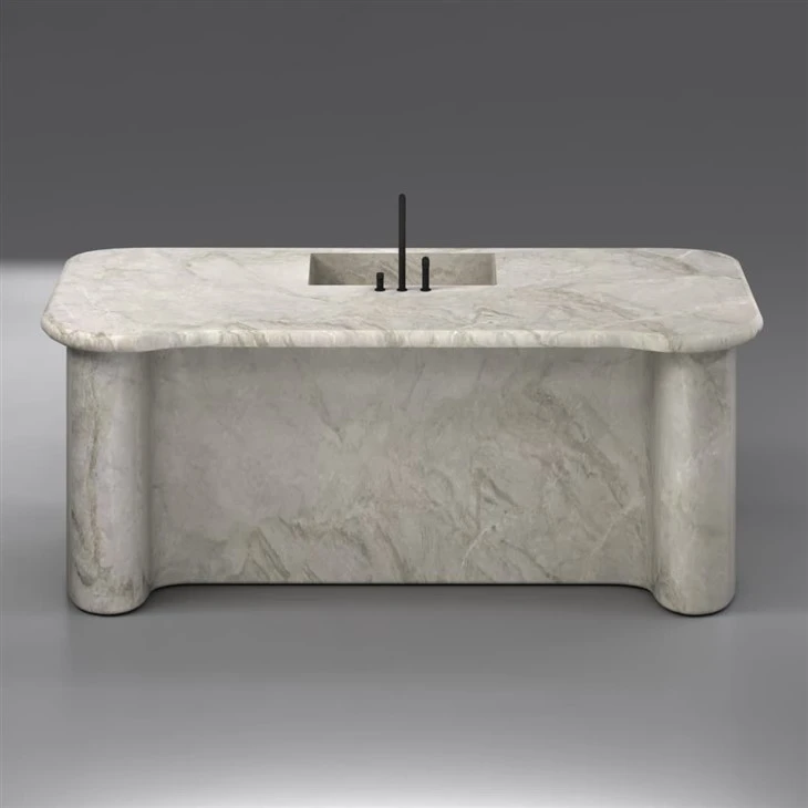 white marble kitchen island