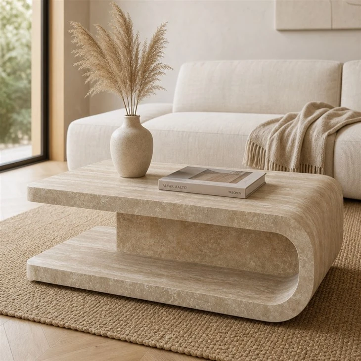 White Travertine Table